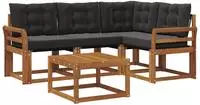 vidaXL Outdoor-Sofagarnitur 5 stk. Natur und Schwarz