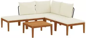 vidaXL Gartenlounge-Set 6-tlg. Akazienholz & Seil, natur