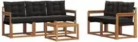 vidaXL Outdoor-Sofagarnitur 6 stk. Natur und Schwarz