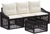 vidaXL Gartensofa-set 4 stk. Schwarz Poly-Rattan