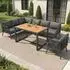 REDOM Gartenlounge-Set L-Form, 7 Personen, 237x65x79cm, Eisen, grau (mit WPC-Couchtisch)