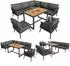 REDOM Gartenlounge-Set L-Form, 7 Personen, 237x65x79cm, Eisen, grau (mit WPC-Couchtisch)
