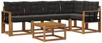 vidaXL Outdoor-Sofagarnitur 6 stk. Natur und Schwarz