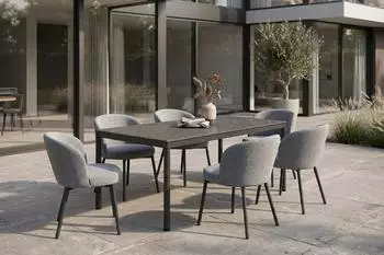 Kawola INDUS Garten-Essgruppe 7-tlg., Aluminium/Keramik, grau (KAB74664672)