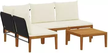 vidaXL Gartenlounge-Set 5-tlg. Akazienholz & Naturseil