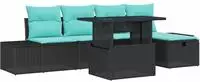 vidaXL Gartensofa-set 6 stk. Schwarz Poly-Rattan