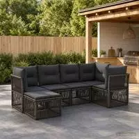 vidaXL Gartensofa-set 6 stk. Grau Poly-Rattan