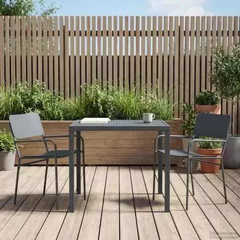 vidaXL Gartenlounge-Set 3-tlg. anthrazit Stahl (3422869)