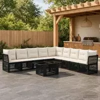 vidaXL Gartensofa-set 10 stk. Schwarz Poly-Rattan