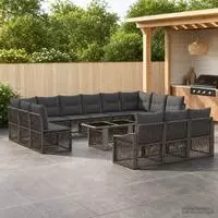vidaXL Gartensofa-set 14 stk. Grau und Dunkelgrau Poly-Rattan