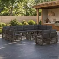 vidaXL Gartensofa-set 13 stk. Grau und Dunkelgrau Poly-Rattan