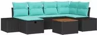 vidaXL Gartensofa-set 7 stk. Schwarz Poly-Rattan