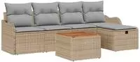 vidaXL Gartensofa-set 6 stk. Beige Poly Rattan