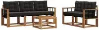 vidaXL Outdoor-Sofagarnitur 6 stk. Natur und Schwarz