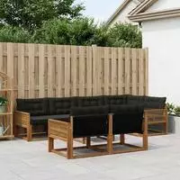 vidaXL Outdoor-Sofagarnitur 7 stk. Natur und Schwarz