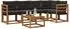 vidaXL Outdoor-Sofagarnitur 6-tlg. mit Kissen, natur/schwarz (3368679)