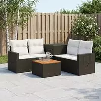 vidaXL Sofa Set 6 stk. Schwarz und Cremewei&szlig; 55 x 55 x 37 cm