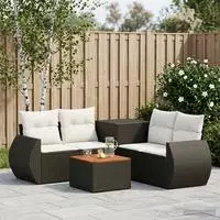 vidaXL Sofa Set 6 stk. Schwarz und Cremewei&szlig; 55 x 55 x 37 cm