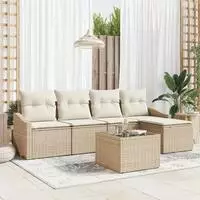 vidaXL Sofa Set 6 stk. Beige [Synthetisch]: Poly Rattan