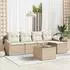 vidaXL Garten-Loungeset 6-teilig, beige, Poly Rattan