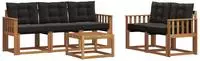 vidaXL Outdoor-Sofagarnitur 6 stk. Natur und Schwarz