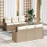 vidaXL Gartensofa-set 7 stk. Beige Poly-Rattan