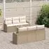 vidaXL Garten-Sofagarnitur 7-teilig, Poly-Rattan, beige (3345591)