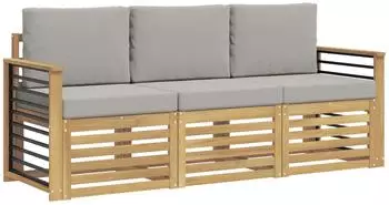 vidaXL Sofagarnitur 3-tlg. wei&szlig; und hellgrau, Polyester