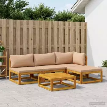 vidaXL Lounge-Set 5-tlg., Akazienholz massiv, natur