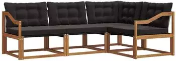 vidaXL Outdoor-Sofagarnitur 4-tlg., natur und schwarz