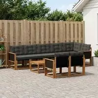 vidaXL Outdoor-Sofagarnitur 9 stk. Natur und Schwarz