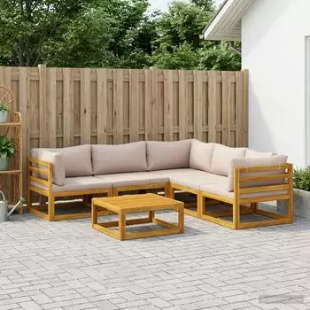 vidaXL Lounge-Set 6-tlg. Akazienholz massiv, natur