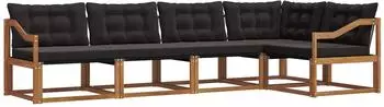 vidaXL Outdoor-Sofagarnitur mit Kissen 5-tlg., natur/schwarz (3369467)