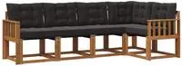 vidaXL Outdoor-Sofagarnitur 5 stk. Natur und Schwarz
