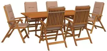vidaXL Garten-Essset 7-teilig, Akazienholz massiv, natur (3434503)