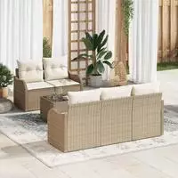 vidaXL Gartensofa-set Beige Poly-Rattan