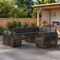 vidaXL Gartensofa-set 13 stk. Grau und Dunkelgrau Poly-Rattan