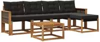 vidaXL Outdoor-Sofagarnitur 6 stk. Natur und Schwarz