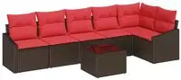 vidaXL Sofa Set 7 stk. Braun [Synthetisch]: Poly Rattan