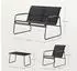 Woltu Gartenlounge-Set 4-teilig, 1 Tisch, 1 Zweisitzer-Sofa, 2 Sessel, schwarz (W0UETT0989)