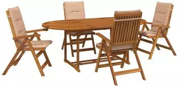 vidaXL Garten-Esszimmer-Set 5-teilig, Akazienholz massiv, natur (3434484)