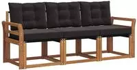 vidaXL Outdoor-Sofagarnitur 3 stk. Natur und Schwarz