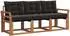 vidaXL Outdoor-Sofagarnitur 3-tlg. mit Kissen, natur/schwarz (3368355)