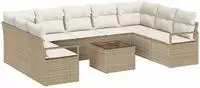 vidaXL Sofa Set 10 stk. Beige [Synthetisch]: Poly Rattan