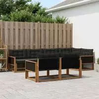 vidaXL Outdoor-Sofagarnitur 7 stk. Natur und Schwarz