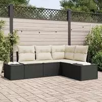 vidaXL Gartensofa-set 4 stk. Schwarz Poly-Rattan