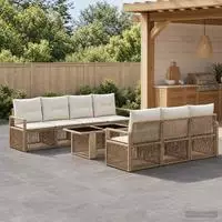 vidaXL Gartensofa-set 8 stk. Beige und Cremewei&szlig; Poly-Rattan