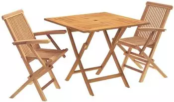 vidaXL Klappbares Garten-Bistro-Set 3-teilig, Teakholz, natur