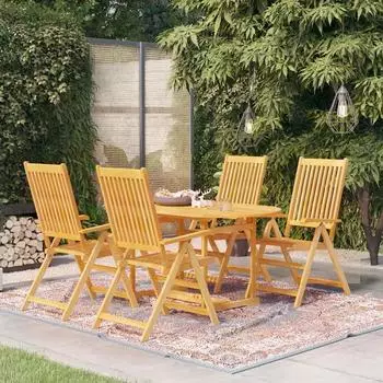 vidaXL Garten-Essgruppe 5-tlg. Massivholz Teak (3059527)
