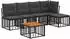 vidaXL Outdoor-Sofagarnitur 6-tlg. Polyester schwarz/dunkelgrau (3437453)